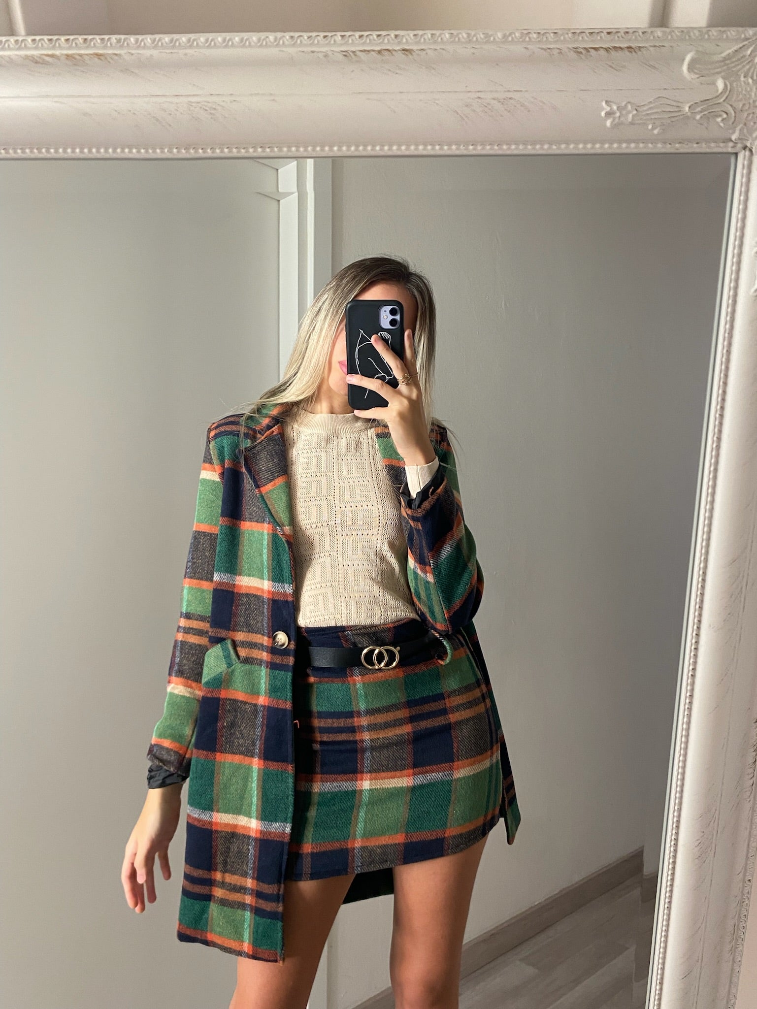 Cappotto check trama verde - R.a. Boutique 