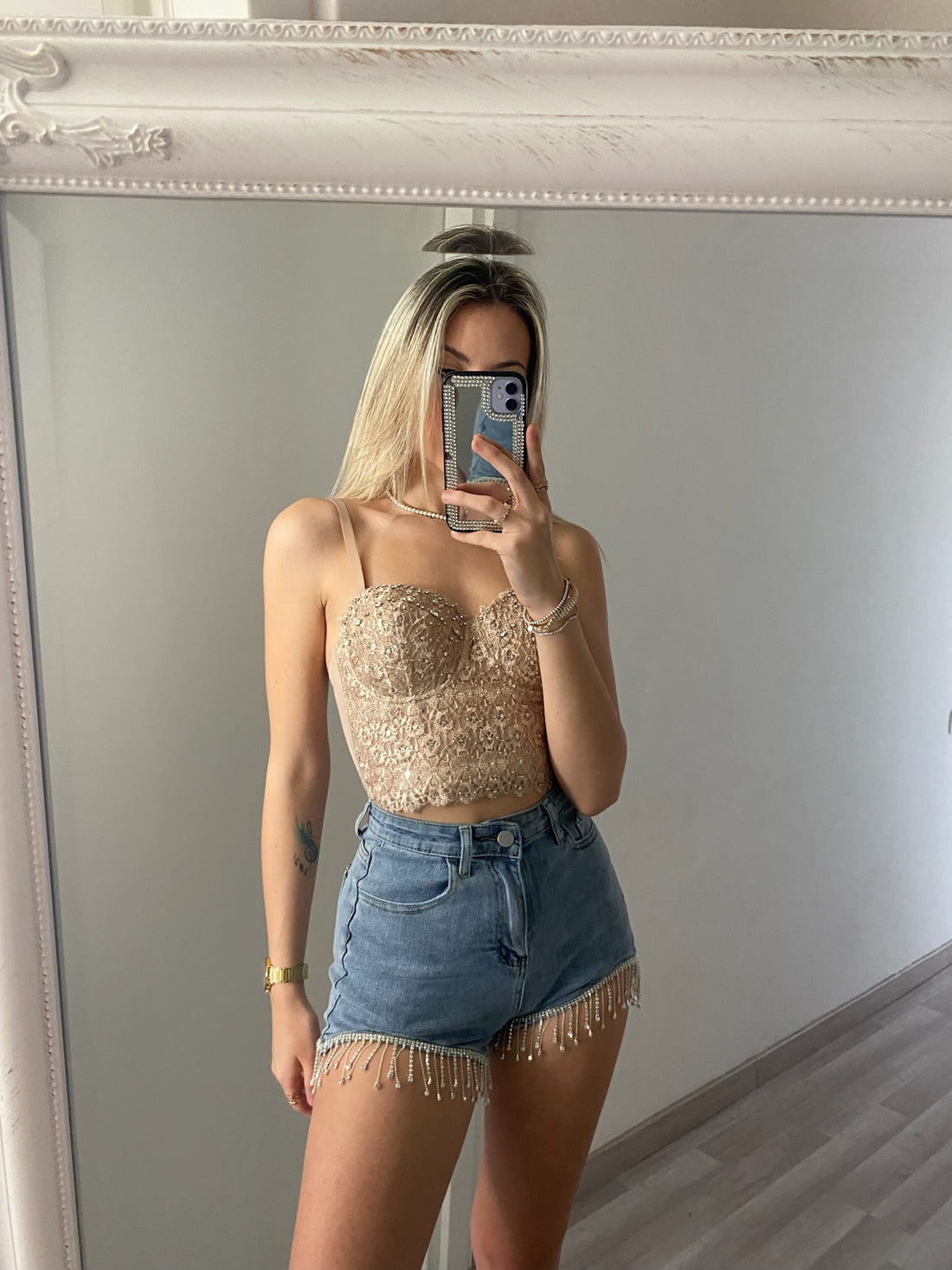 Corpino nude con strass - R.a. Boutique 