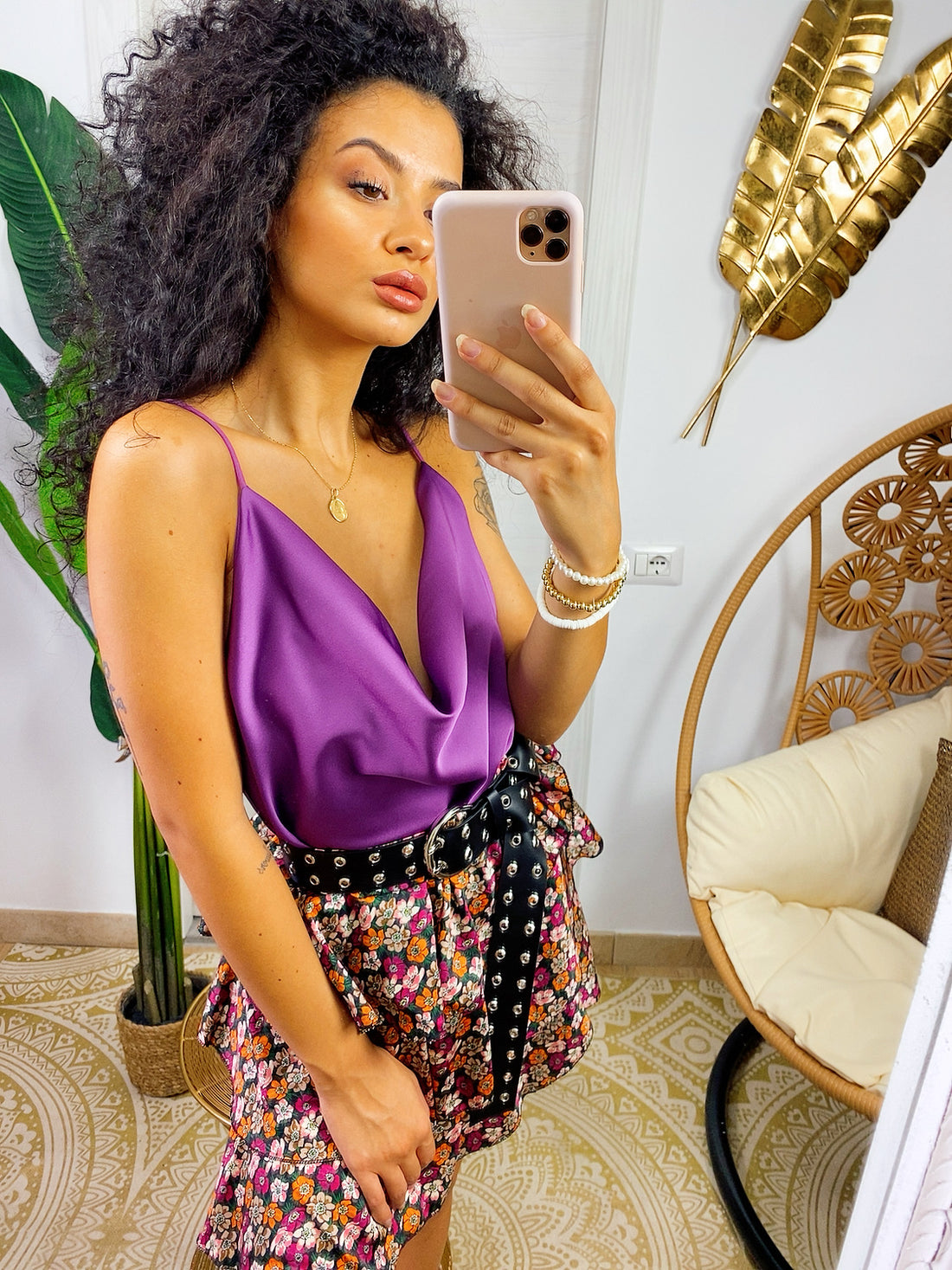 Canotta in raso lilla - R.a. Boutique 