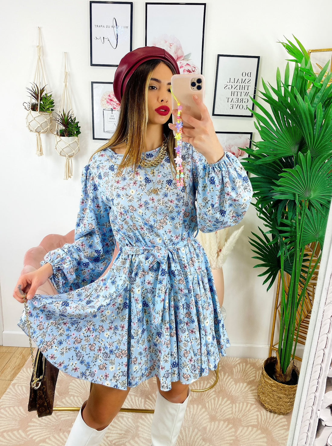 Abito con fiorellini celesti - R.a. Boutique 