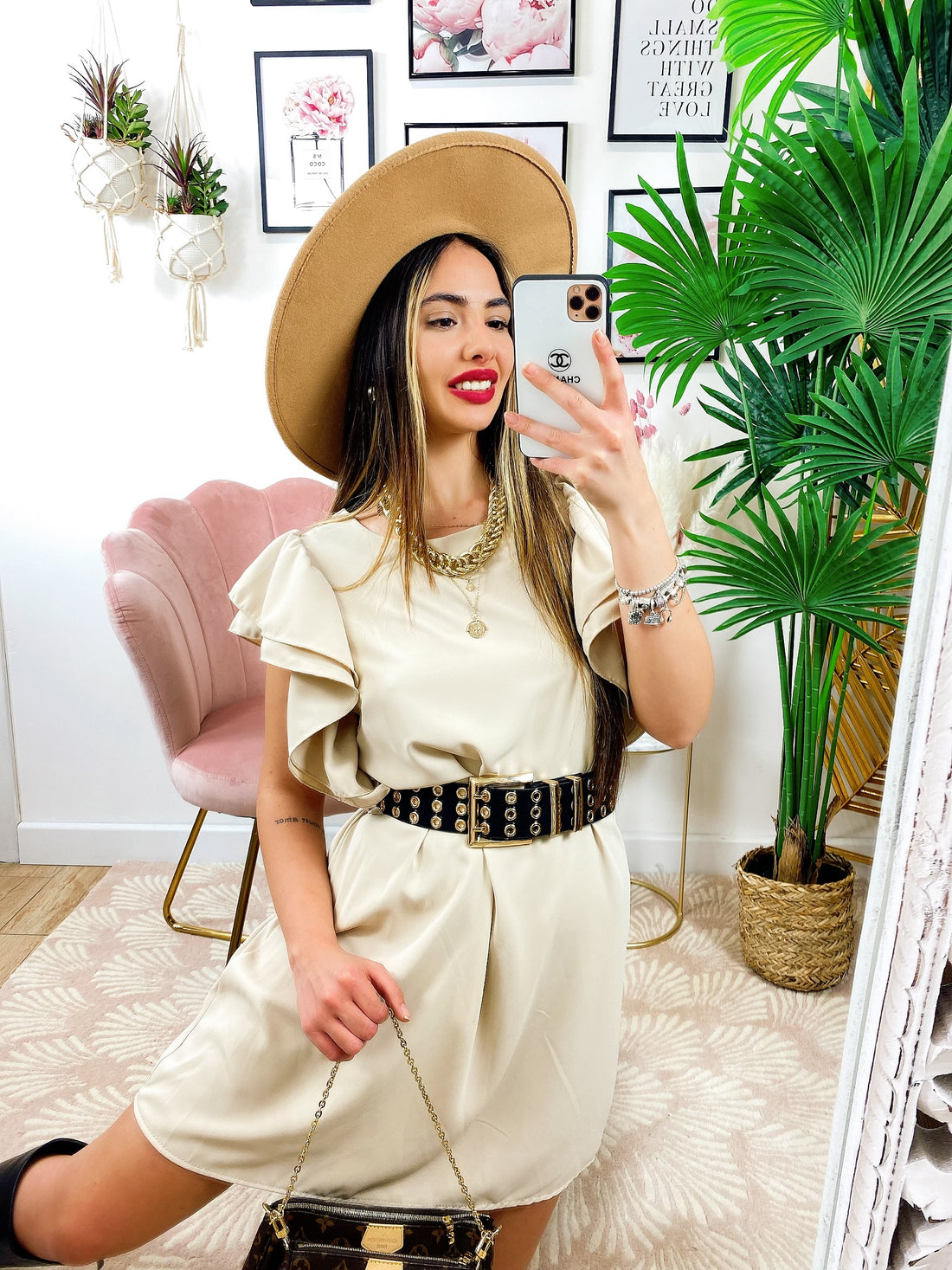 Abito con manica voilant e cintura - R.a. Boutique 