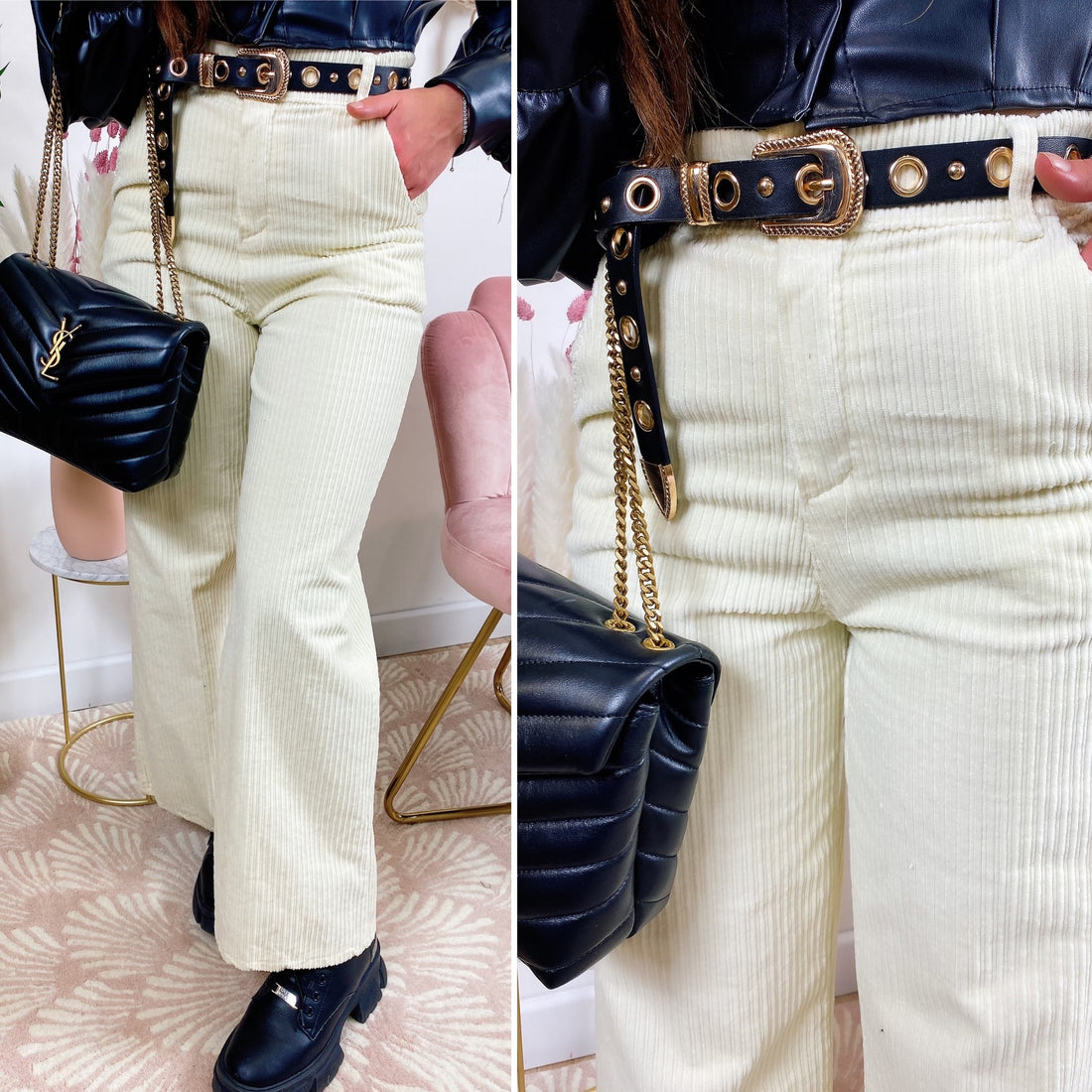 Pantalone a zampa larga a costine - R.a. Boutique 