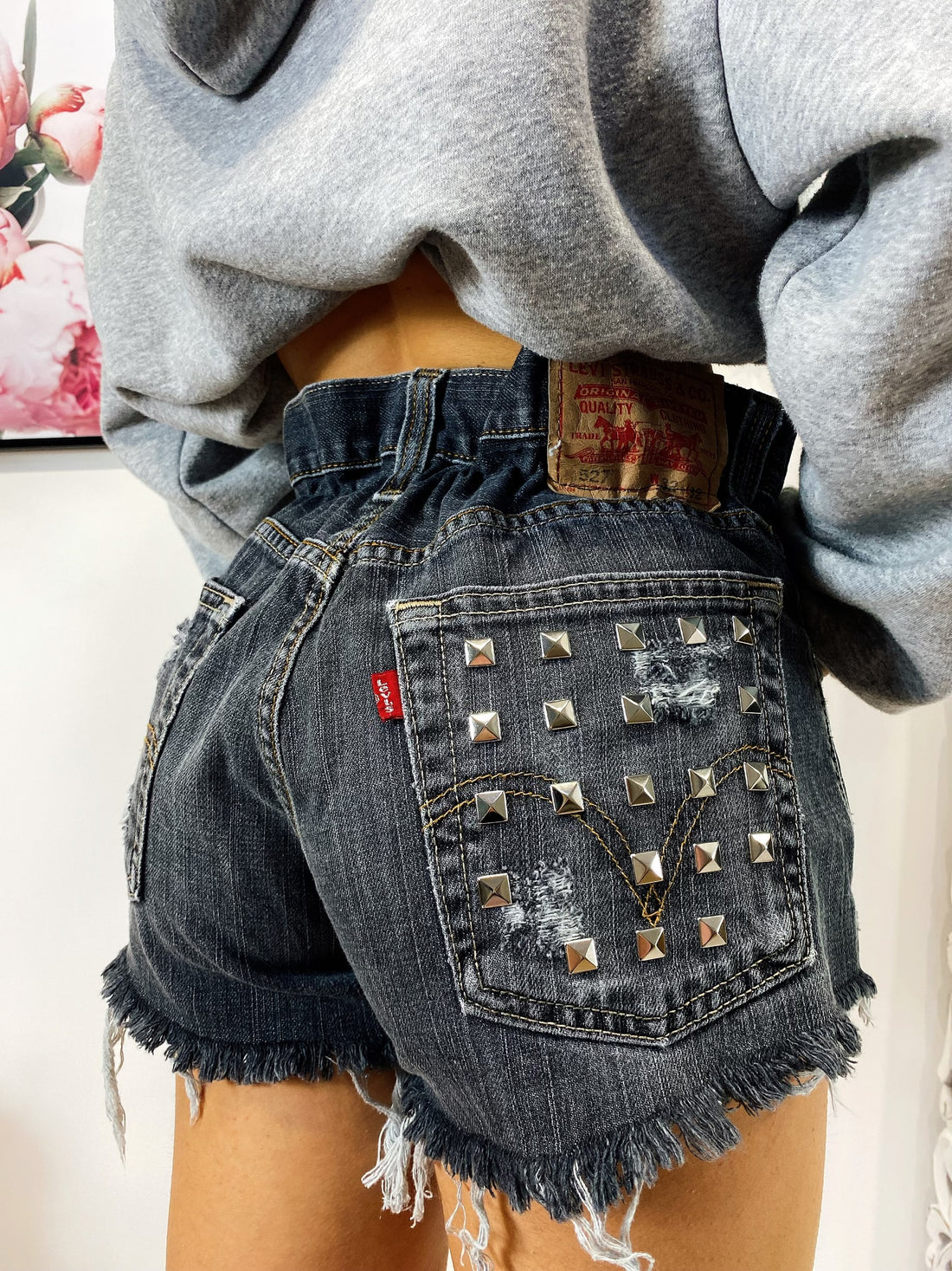 Short Levi’s Vintage con Borchie bagno grigio scuro - R.a. Boutique 