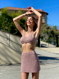 Completo top e gonna corta rosa gold - R.a. Boutique 