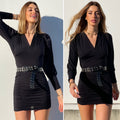 Abito con drappeggio nero - R.a. Boutique 