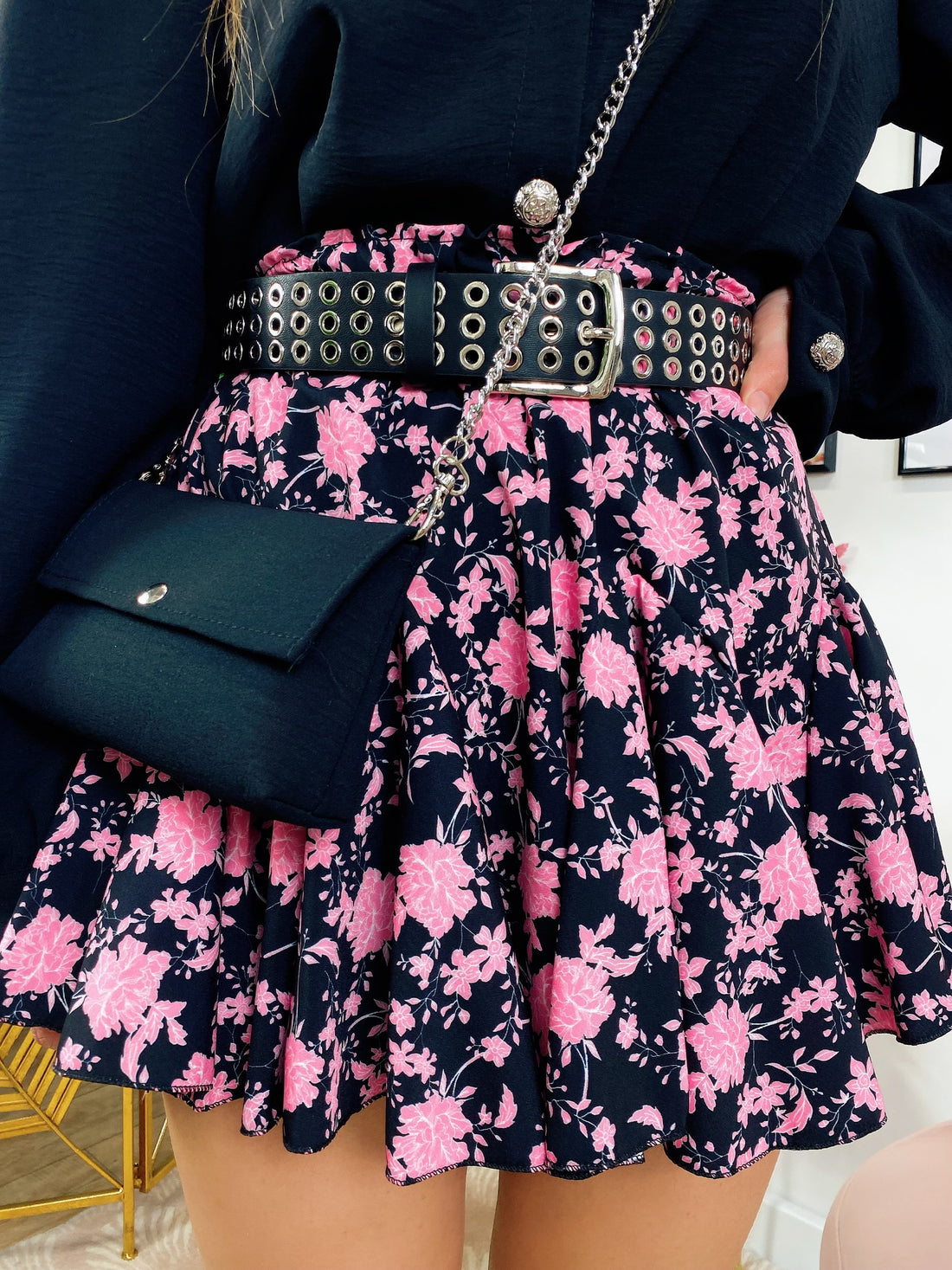 Gonna a fiorellini fuxia - R.a. Boutique 