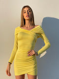 Abito giallo con scollo a barchetta - R.a. Boutique 