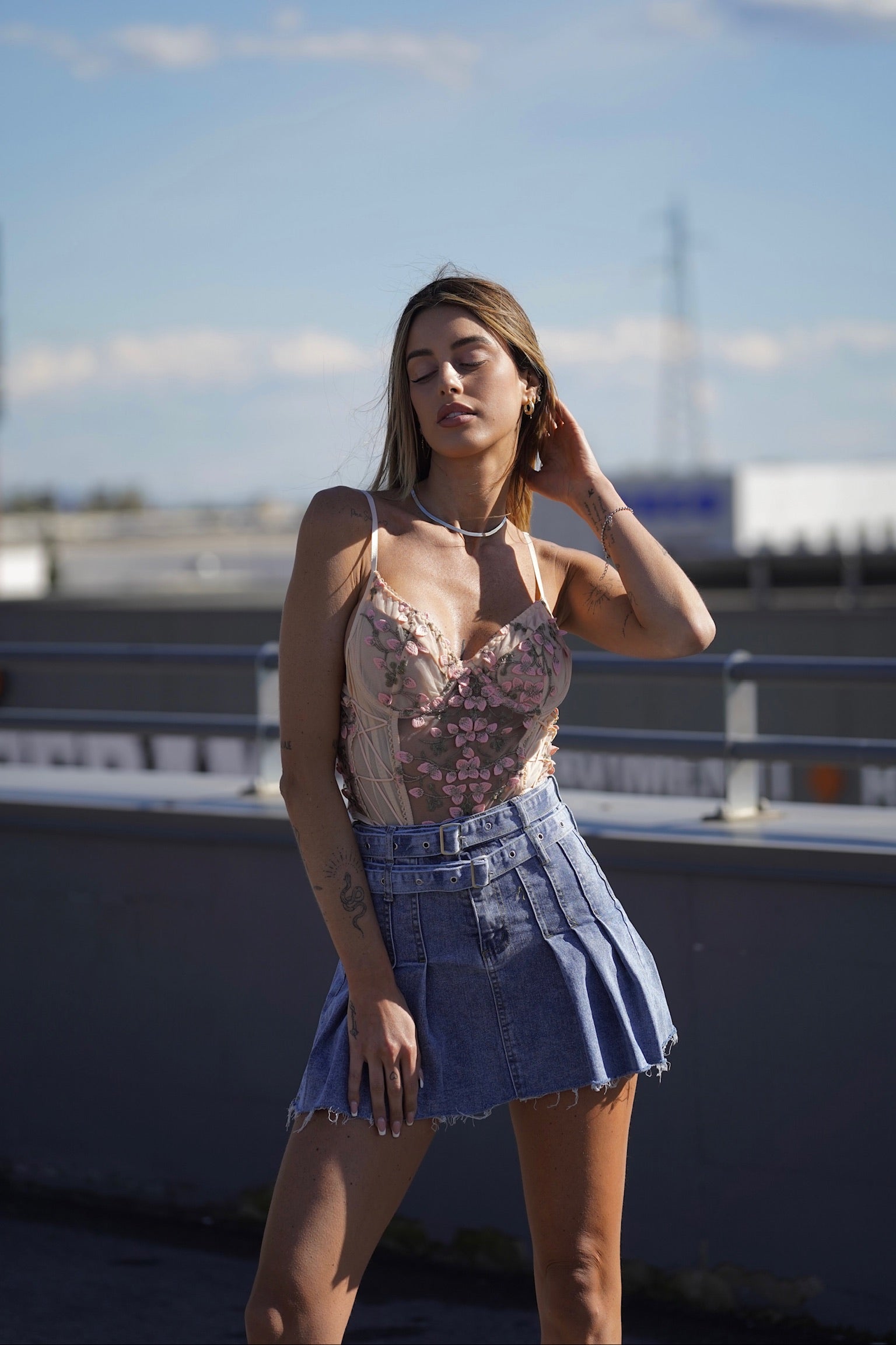 Body rosa con fiori - R.a. Boutique 