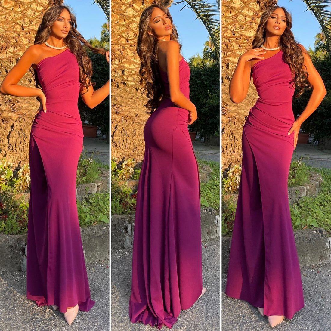 Abito monospalla peonia - R.a. Boutique 