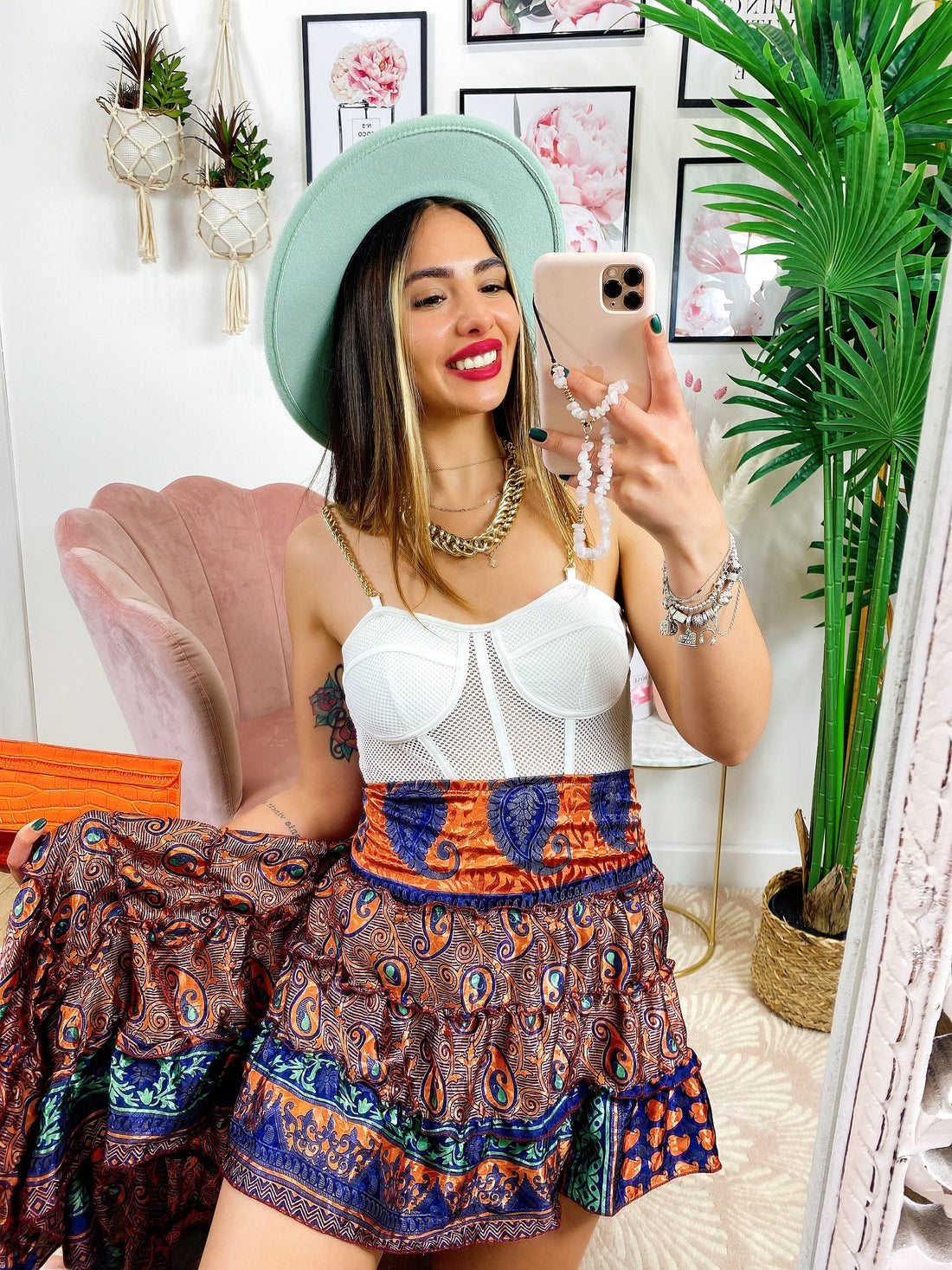 Gonna asimmetrica arancione e blu - R.a. Boutique 