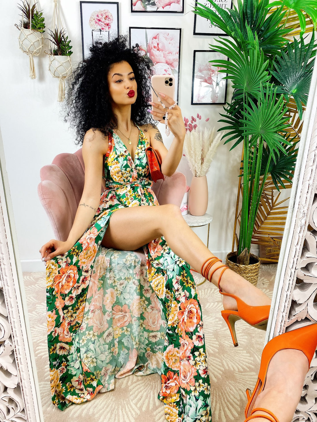 Dress Afrodite fiori arancio - R.a. Boutique 