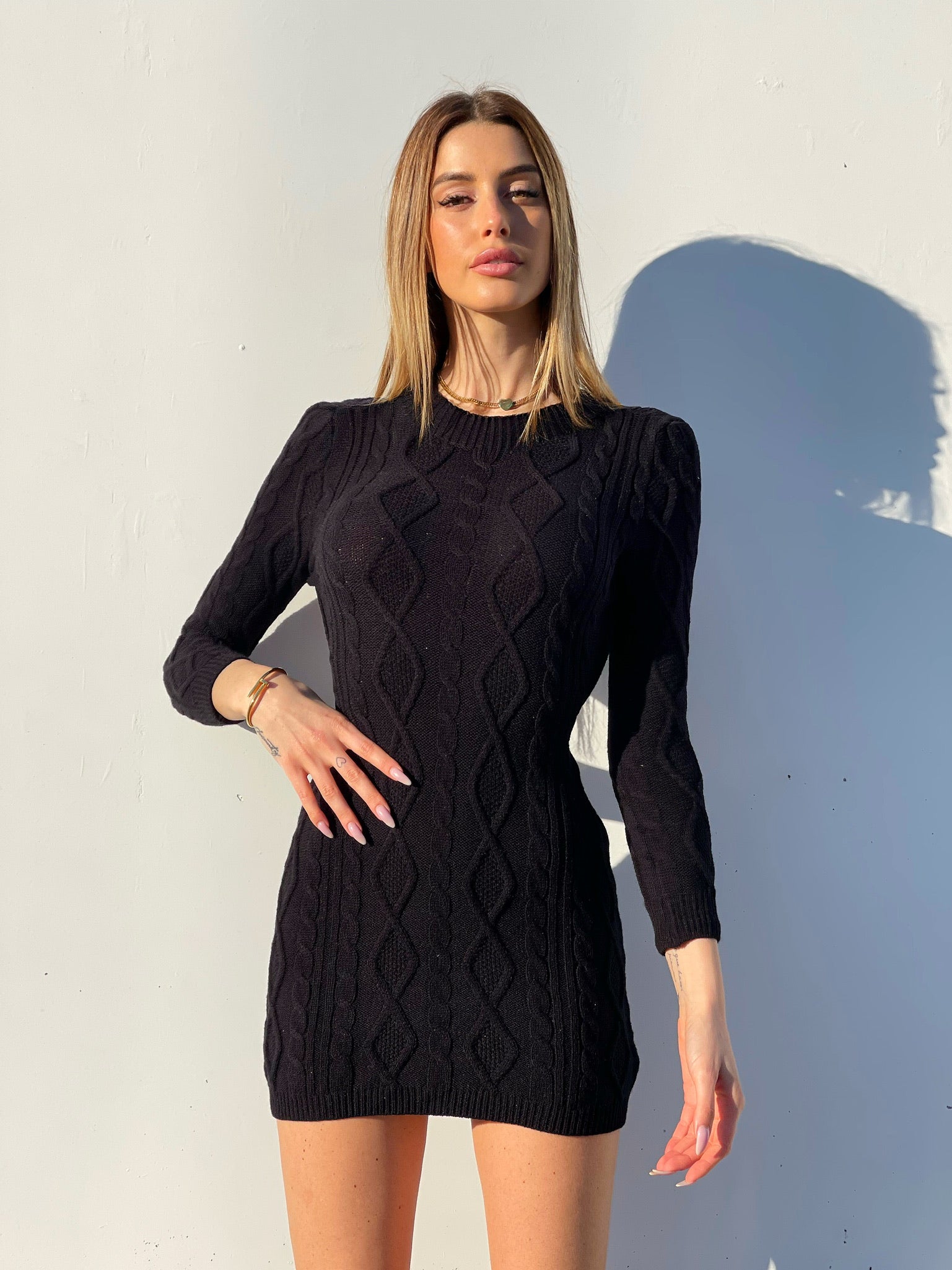 Abito a trecce schiena aperta nero - R.a. Boutique 