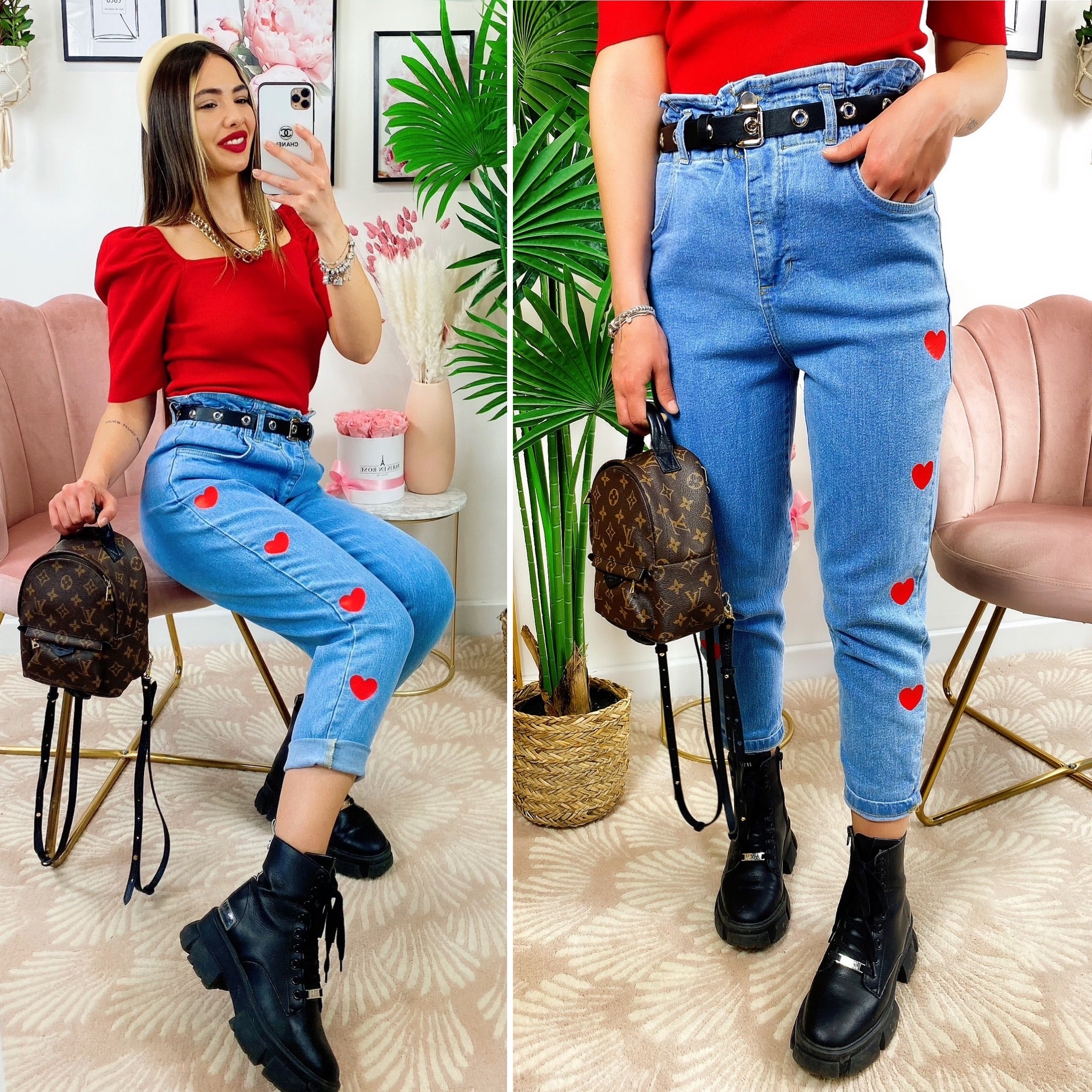 Camicia in jeans cuori
