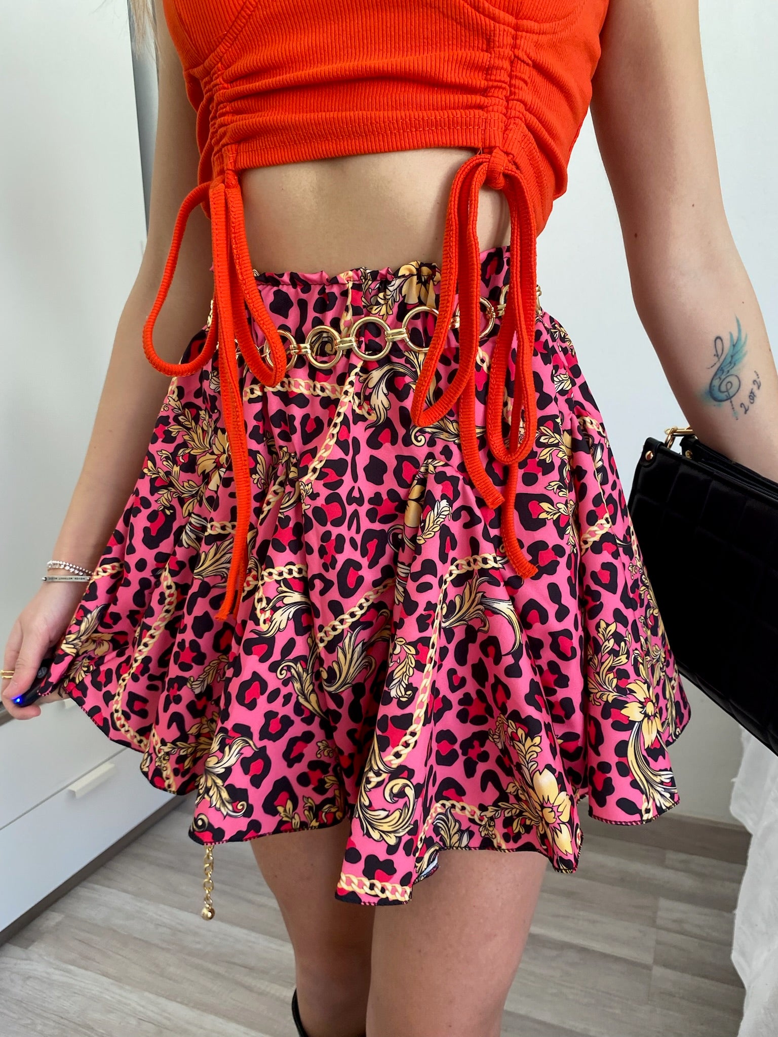 Gonna a ruota animalier fuxia - R.a. Boutique 