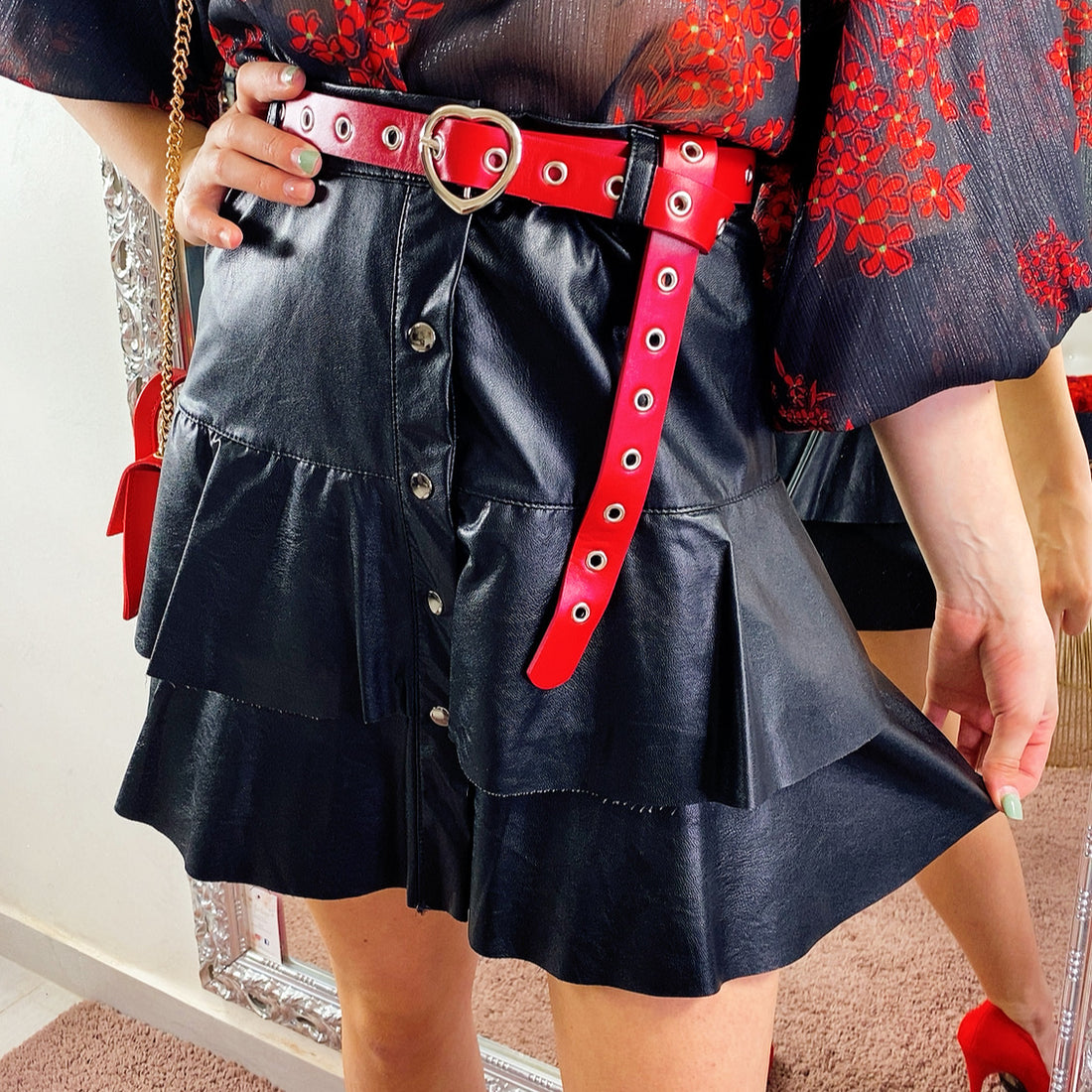 Gonna in ecopelle a balze - R.a. Boutique 