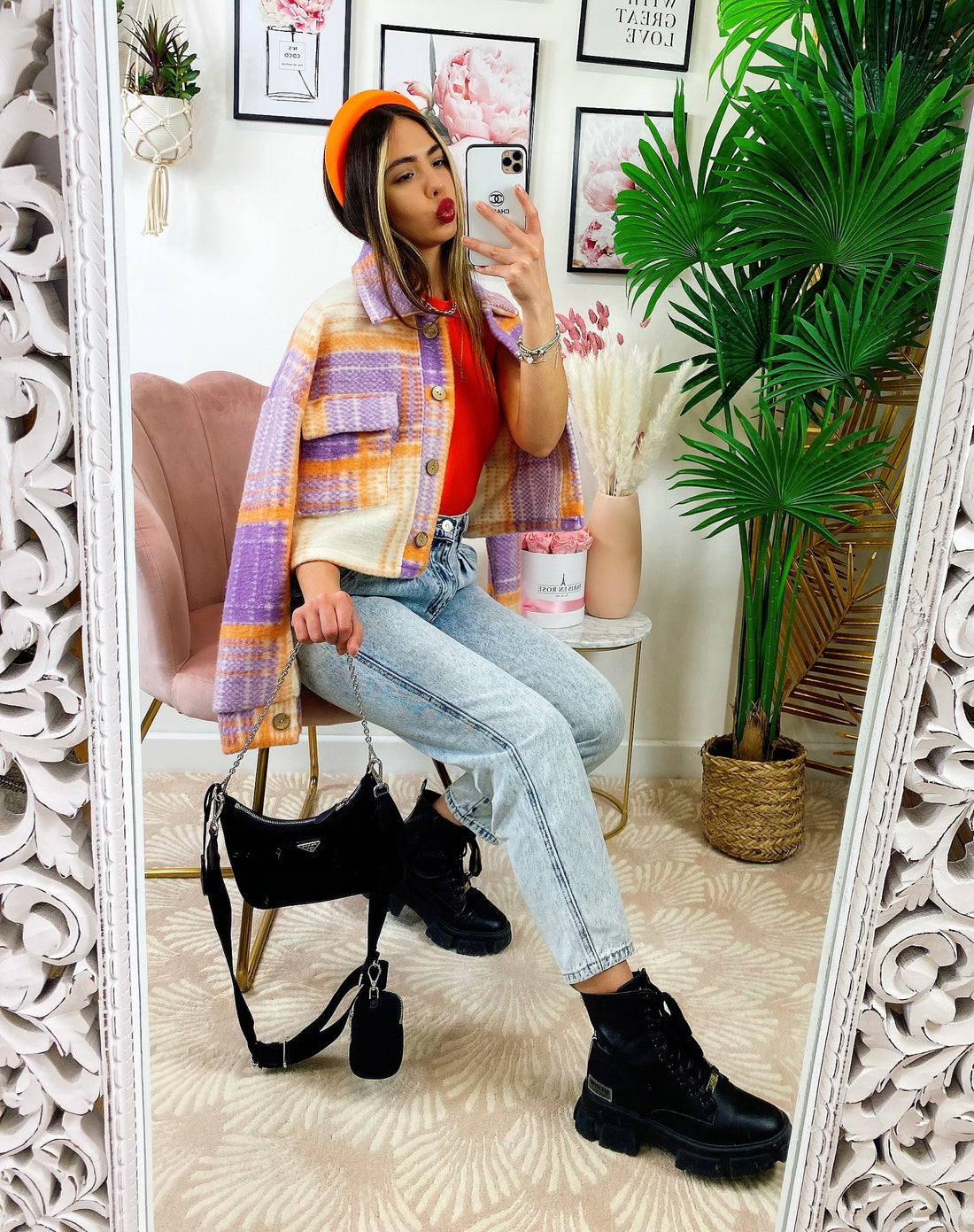 Giacca a quadri lilla Arancio - R.a. Boutique 