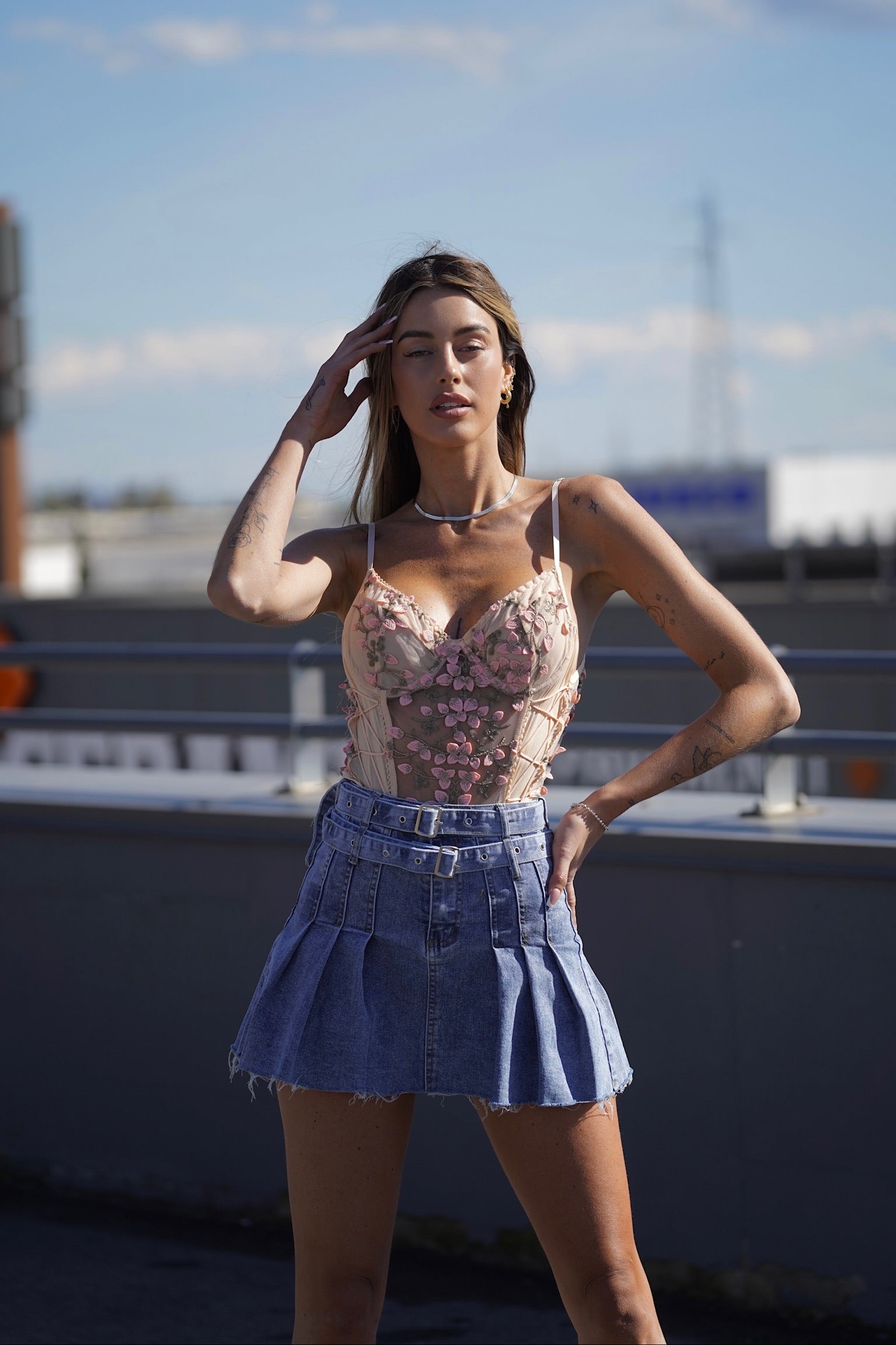 Body rosa con fiori - R.a. Boutique 