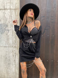 Completo giacca crop e gonna con catene - R.a. Boutique 