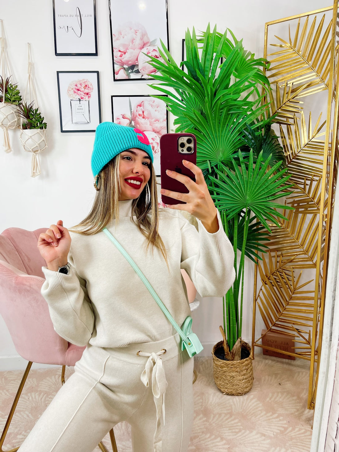 Completo maglia e pantalone largo  beige - R.a. Boutique 