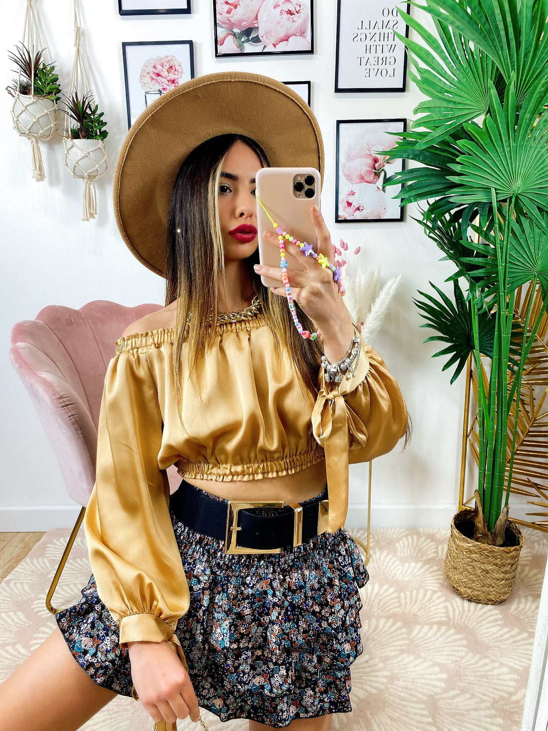 Top in raso manica lunga oro - R.a. Boutique 