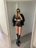 Completo top e short paillettes nero argento - R.a. Boutique 