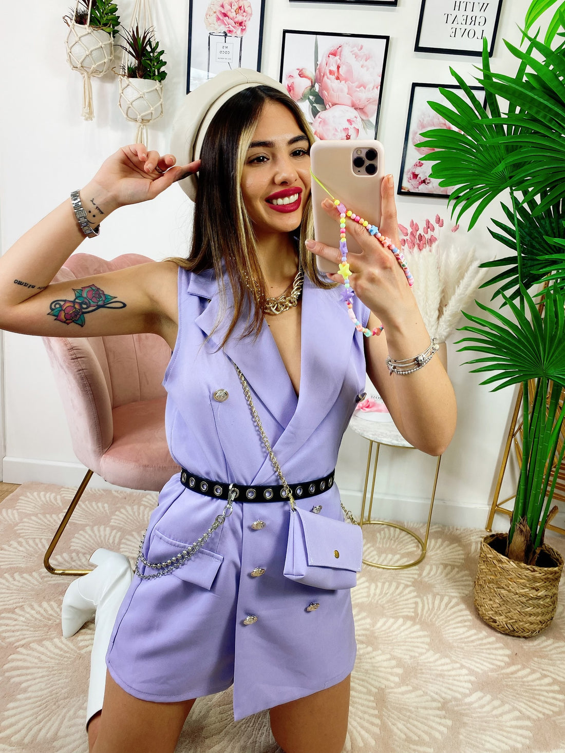 Tutina a Blazer con borsetta lilla - R.a. Boutique 