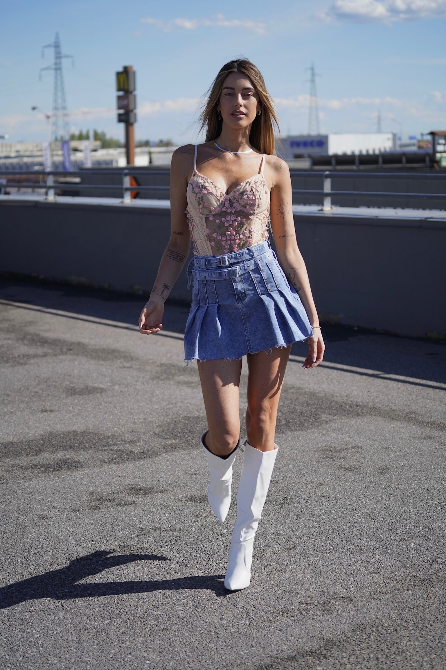 Body rosa con fiori - R.a. Boutique 