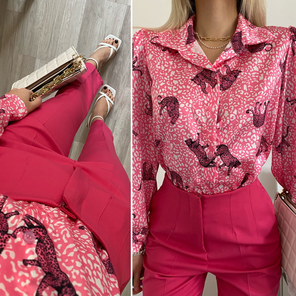 Fuchsia Hose mit hoher Taille