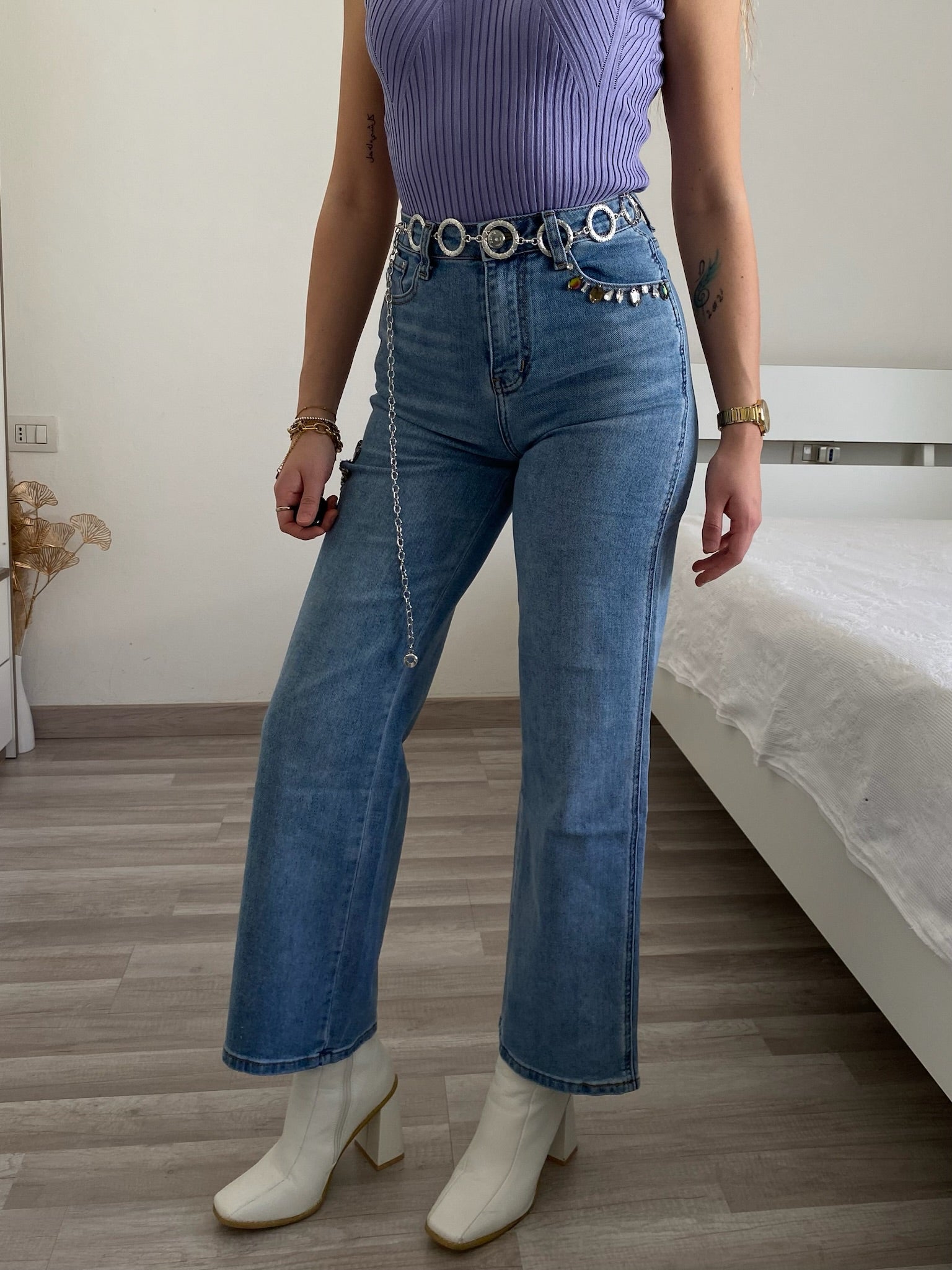 Jeans a zampa con cuore - R.a. Boutique 