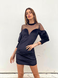 Abito in velluto nero con maniche velate - R.a. Boutique 