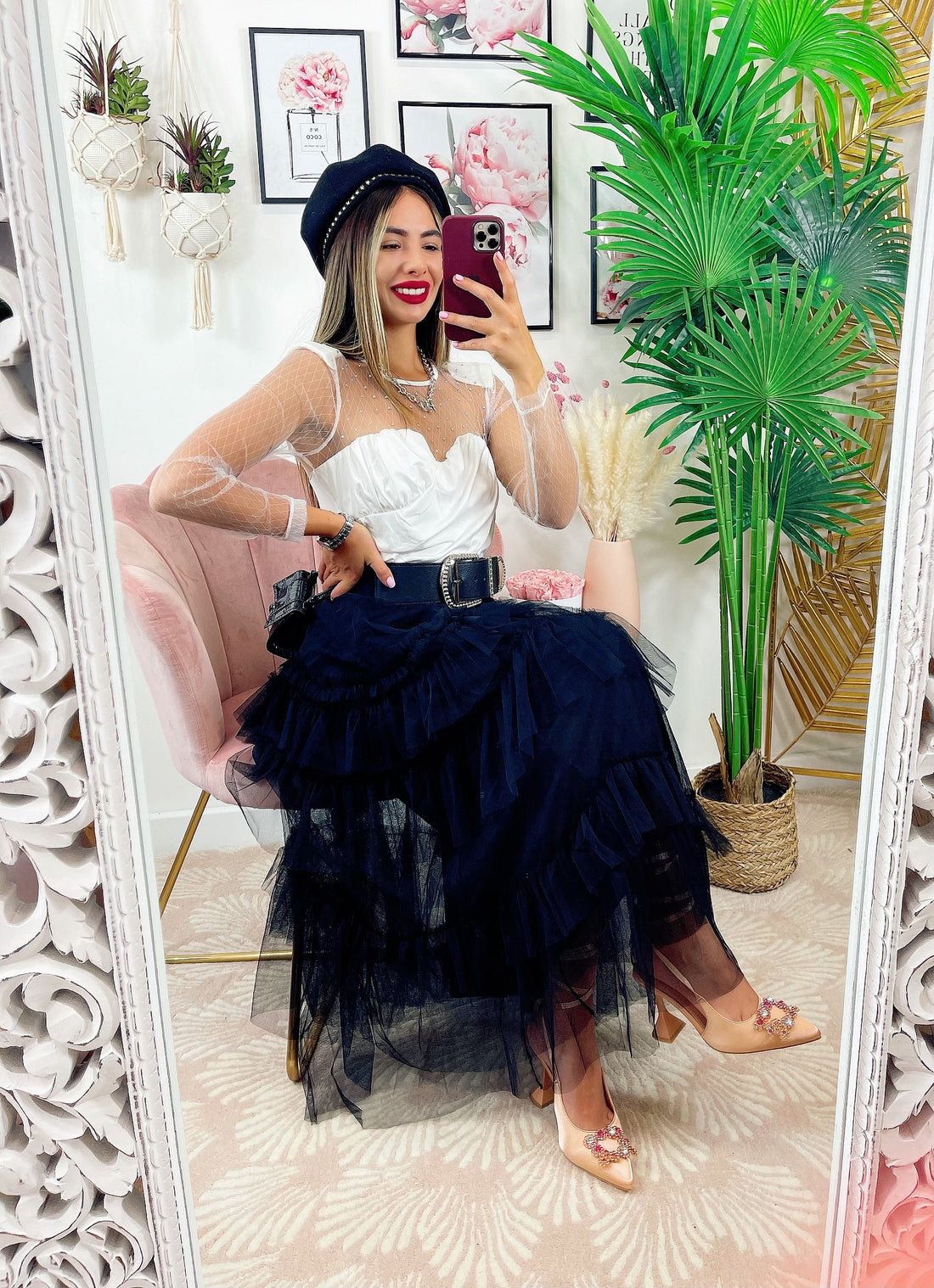 Gonna in tulle a balze Nera - R.a. Boutique 