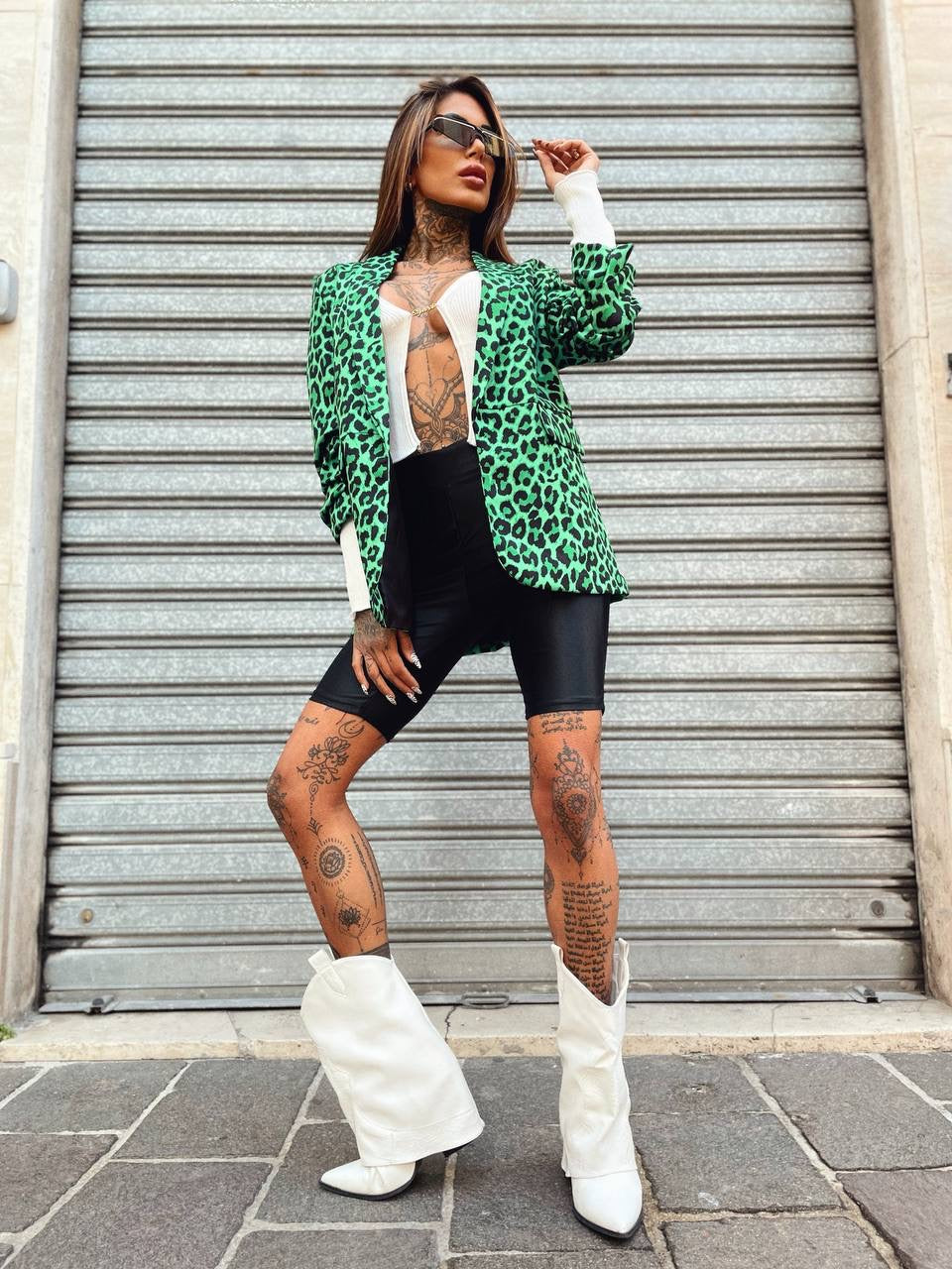 Giacca maculata verde - R.a. Boutique 