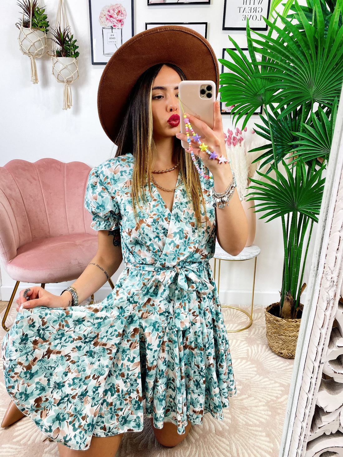 Abito floreale base Verdeacqua - R.a. Boutique 