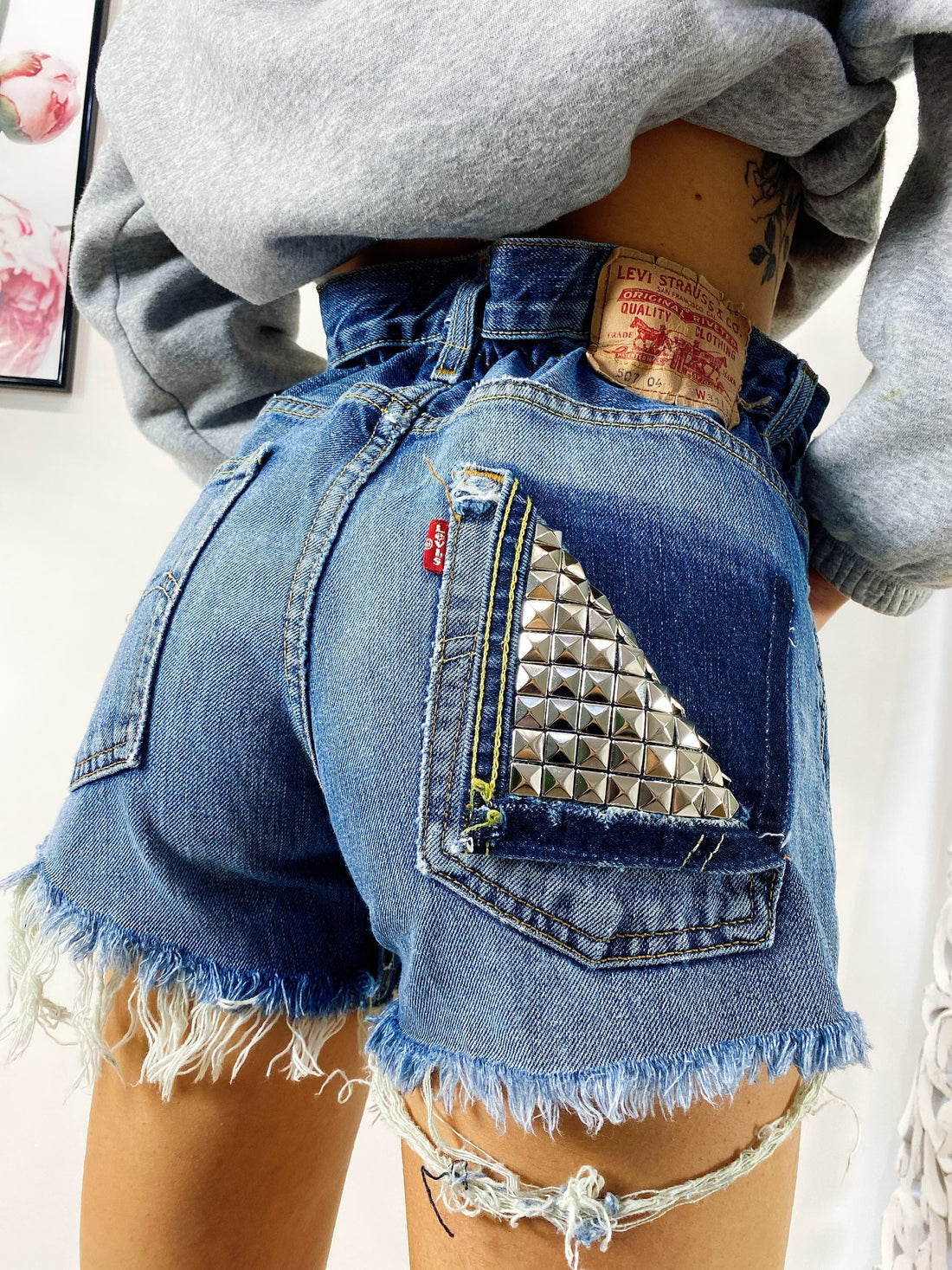 Short Levi’s Vintage bagno scuro con borchie - R.a. Boutique 
