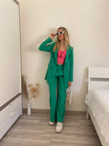 Completo oversize giacca e pantalone verde - R.a. Boutique 