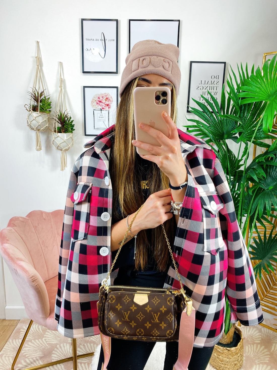 Giacca a quadri nera e fucsia - R.a. Boutique 