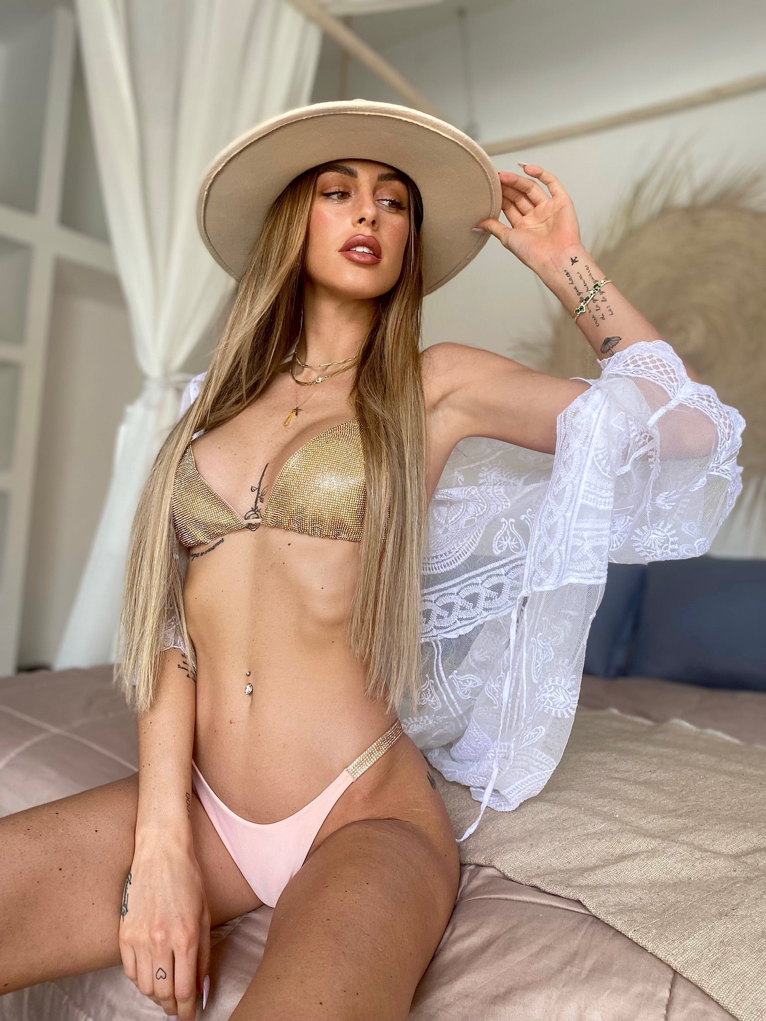 Bikini con Strass Rosa Gold - R.a. Boutique 