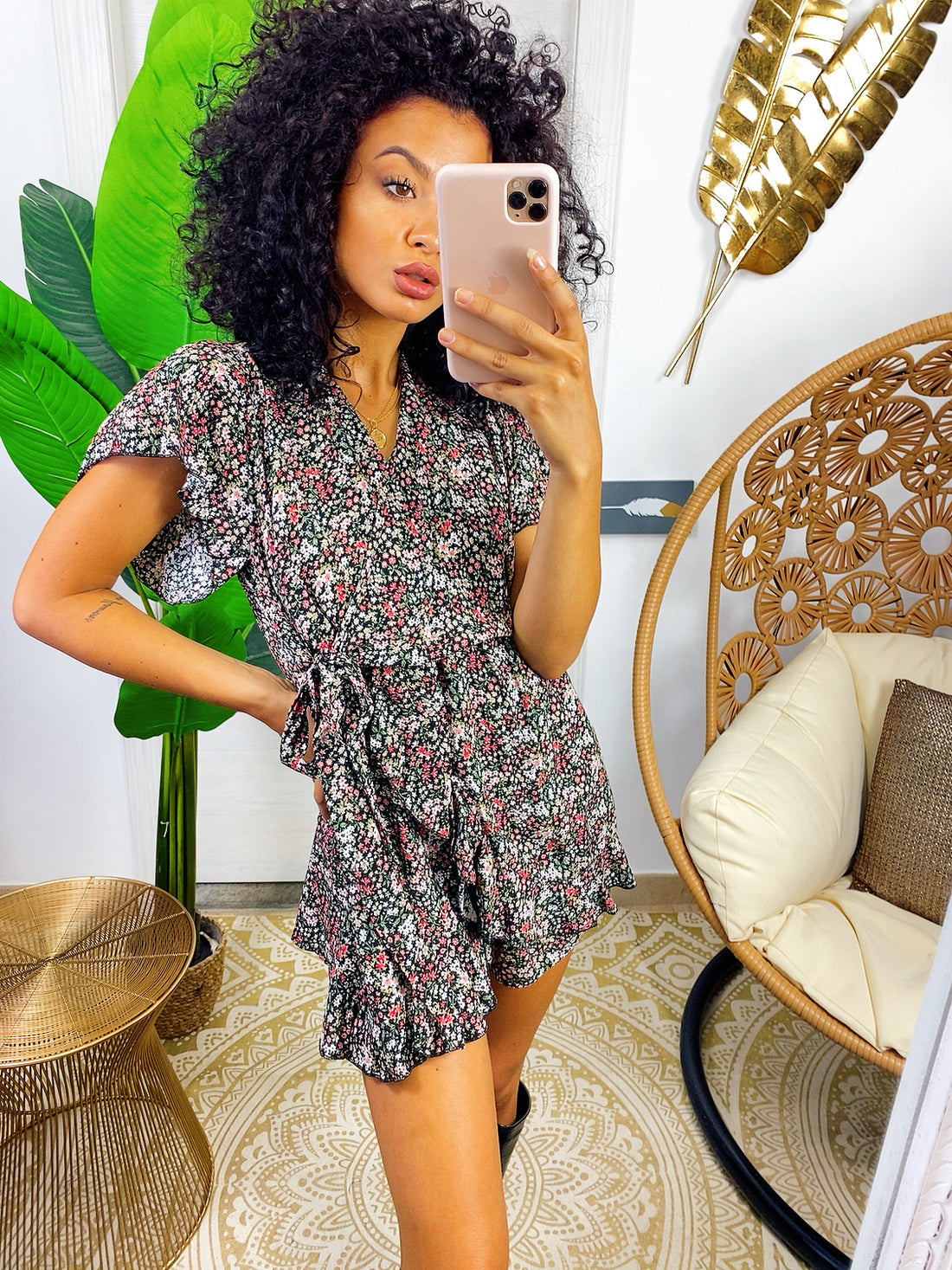 Tutina a fiorellini base nero - R.a. Boutique 