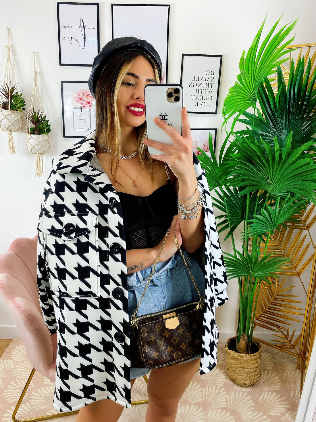 Giaccone pied de poule Nero - R.a. Boutique 