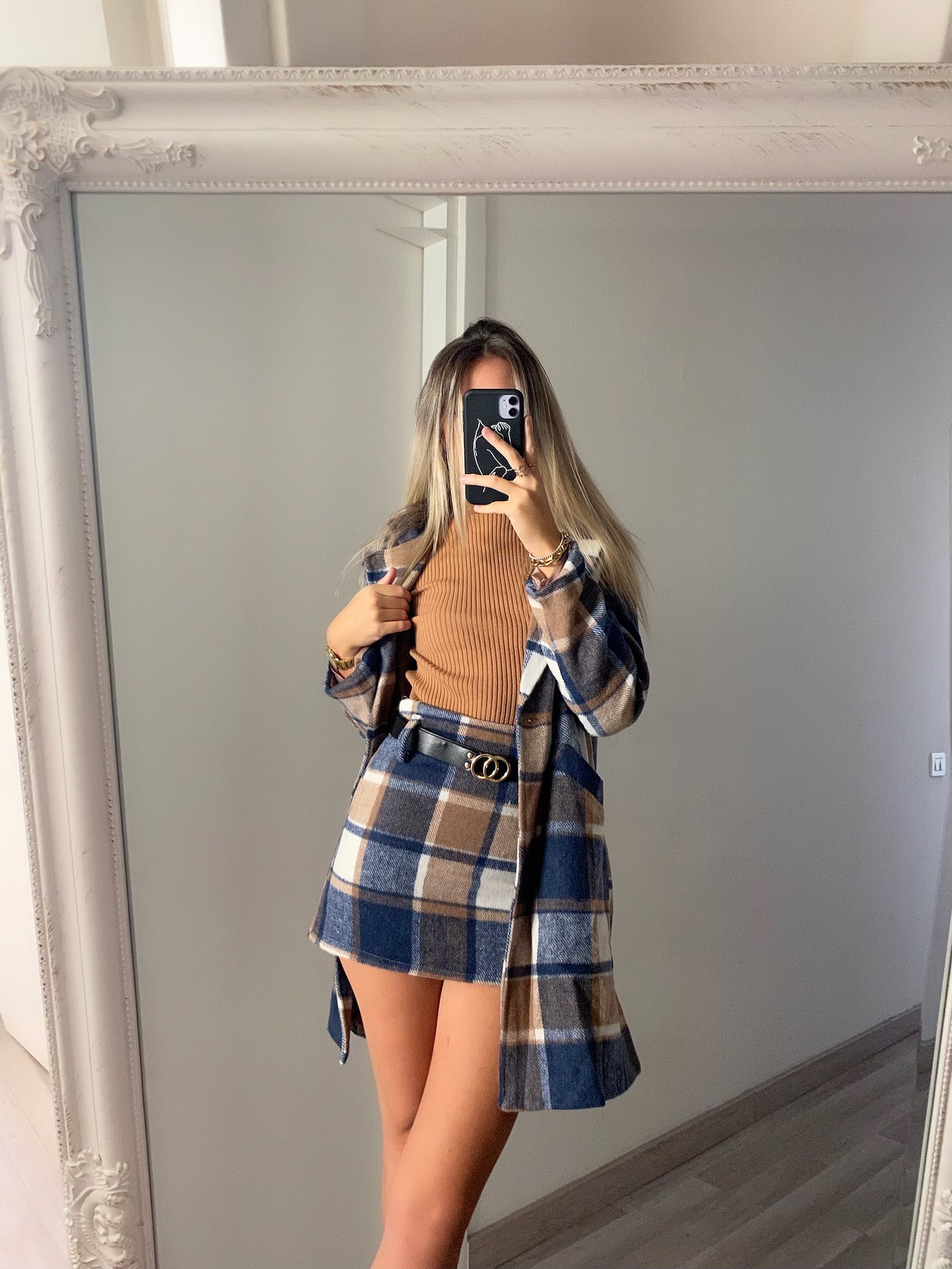 Cappotto check blu beige - R.a. Boutique 