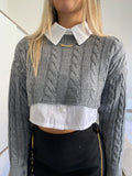 Pull crop a trecce grigio - R.a. Boutique 