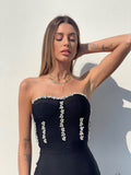 Abito bustier nero con strass - R.a. Boutique 
