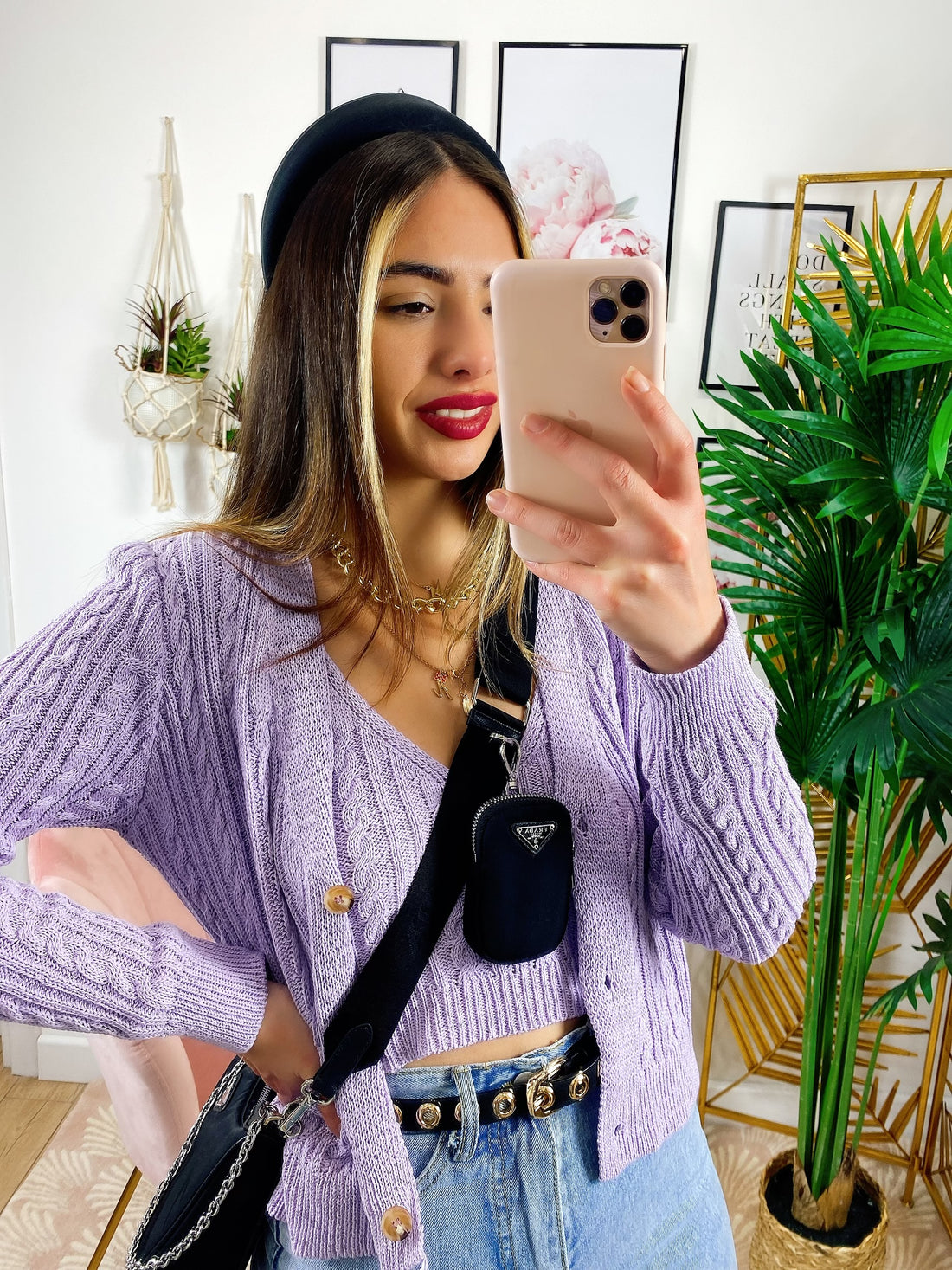 Cardigan primaverile con trecce lilla - R.a. Boutique 