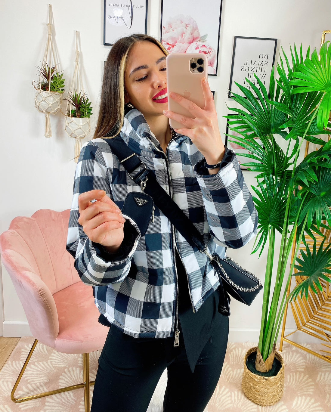 Bomber crop a Quadri - R.a. Boutique 