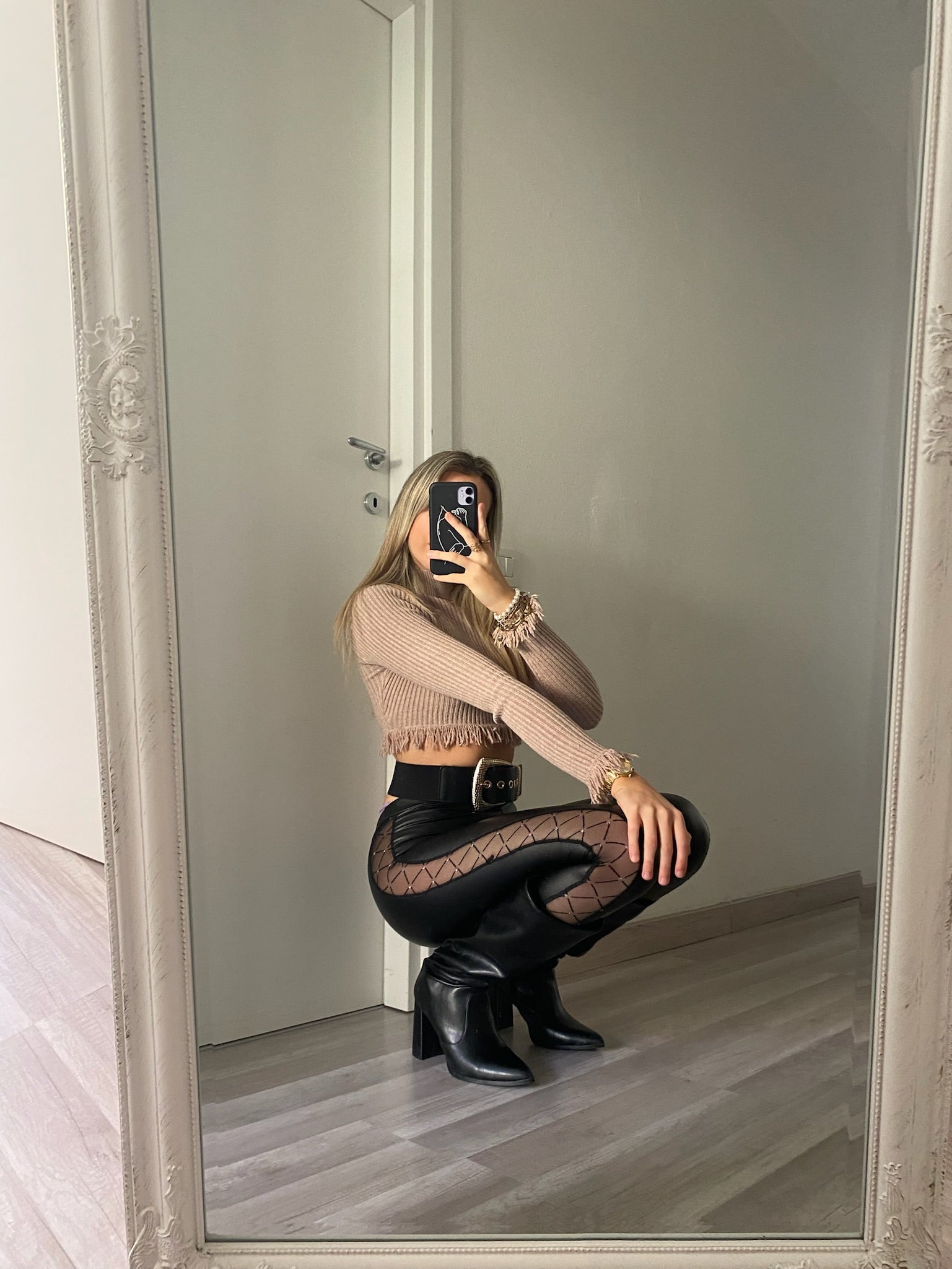 Pantalone in ecopelle con trasparenze - R.a. Boutique 