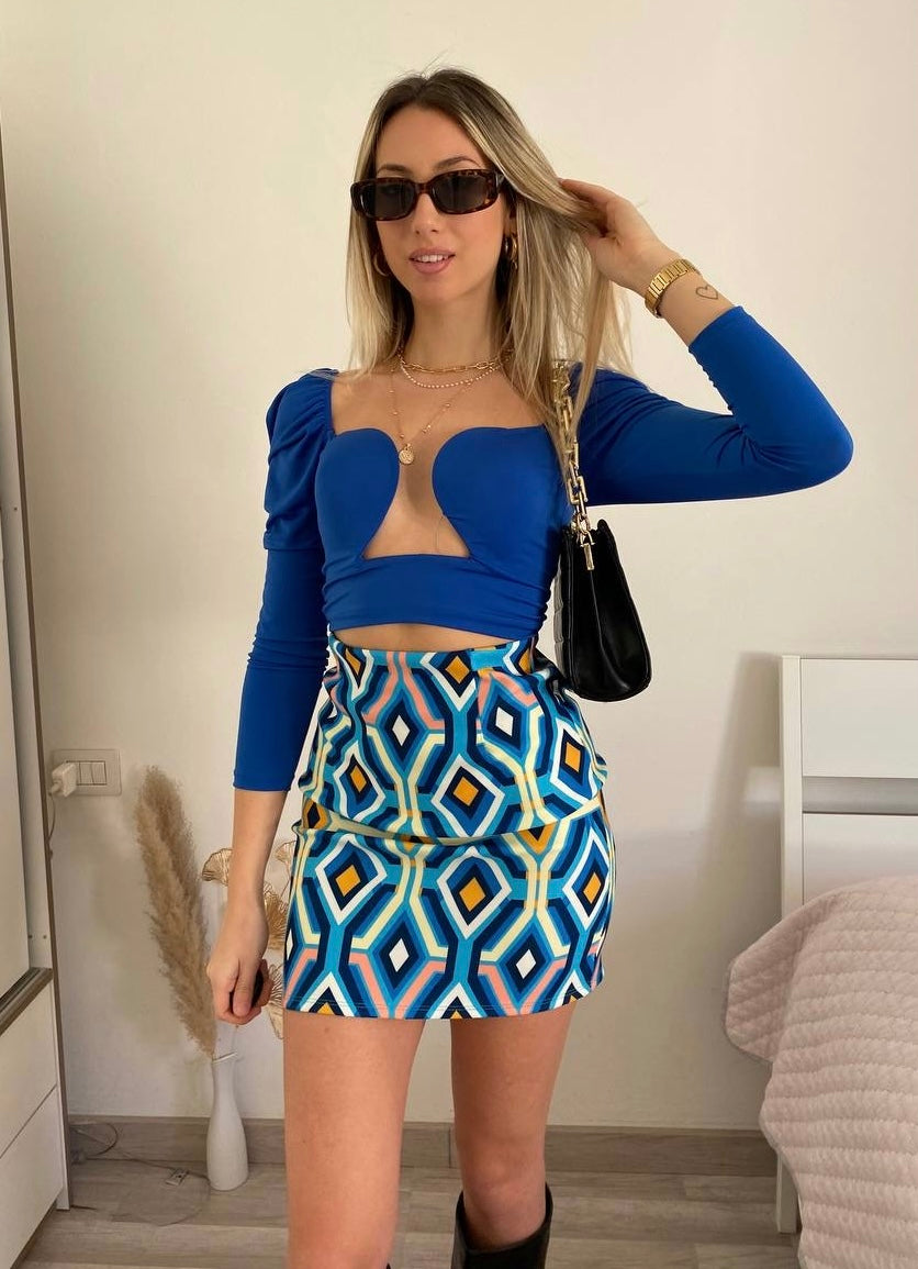 Gonna geometrica azzurra - R.a. Boutique 