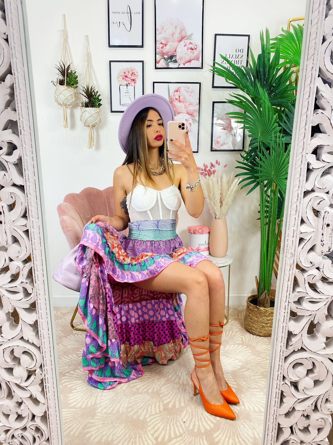 Gonna asimmetrica tonalità lilla - R.a. Boutique 