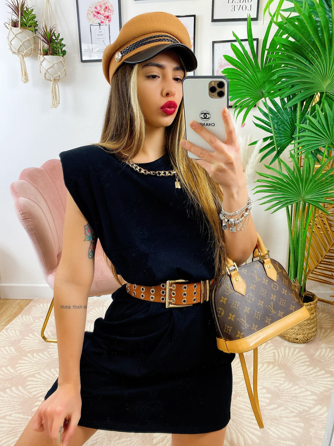 Abito con spalline e catena Nero - R.a. Boutique 