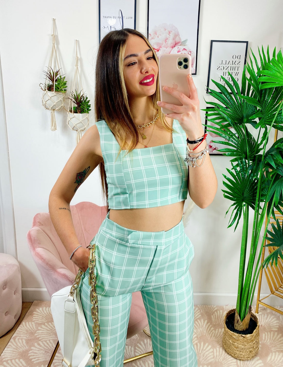 Completo verdeacqua pantalone e top - R.a. Boutique 