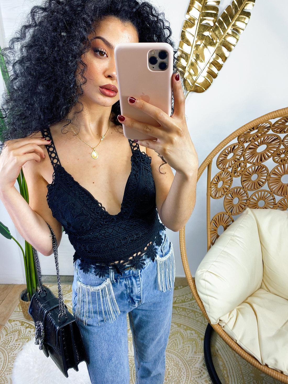 Bralette in pizzo con fiori - R.a. Boutique 